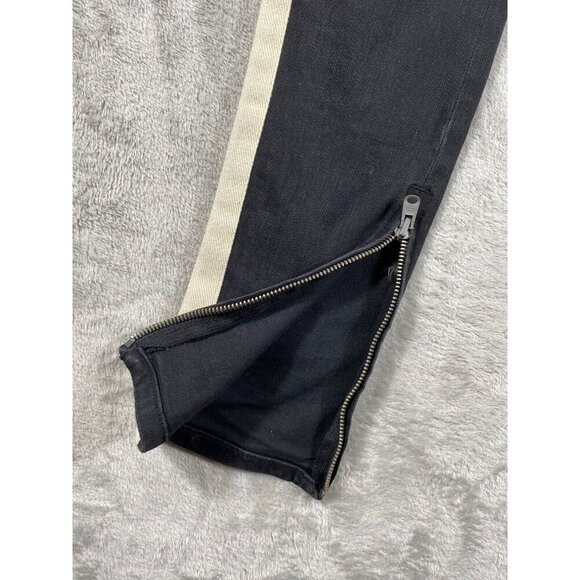 mnml Black Skinny Jeans with White Side Stripe & Ankle Zippers | Button-Fly | 31 - Picture 4 of 16